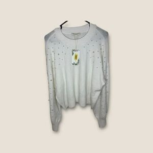 Chelsea & Violet NWT Antique White Faux Pearl Sweater Size XL